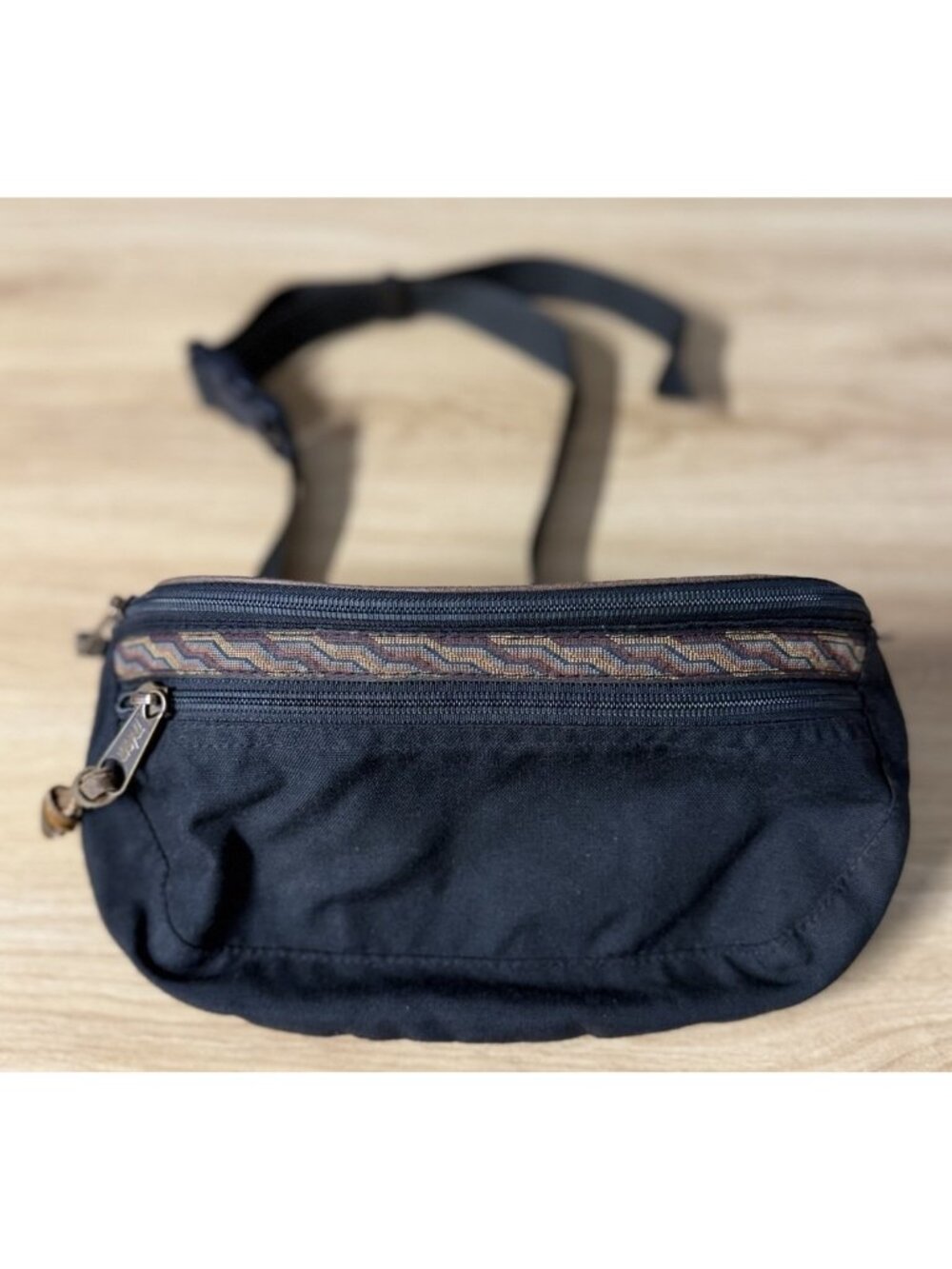 90s Trager Seattle USA Fanny Pack Belt Bag Aztec Southwestern Nylon & Leather
